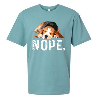 Nope Lazy Beagle Dog Lover Gift Sueded Cloud Jersey T-Shirt