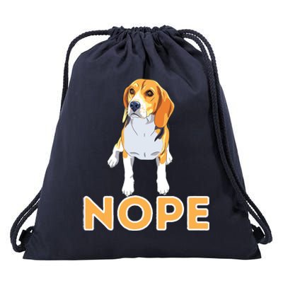 Nope Lazy Beagle Funny Beagle Dog Lover Pet Owner Drawstring Bag