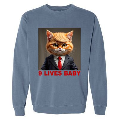 Nine Lives Baby Cat In Suite With Trump Hair Funny Garment-Dyed Sweatshirt