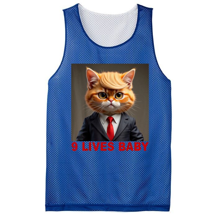 Nine Lives Baby Cat In Suite With Trump Hair Funny Mesh Reversible Basketball Jersey Tank