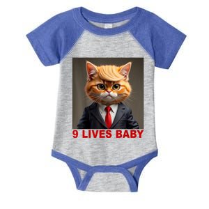 Nine Lives Baby Cat In Suite With Trump Hair Funny Infant Baby Jersey Bodysuit