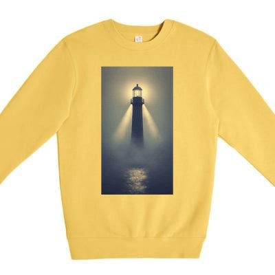 Nautical Lighthouse Beam Ocean Maritime Fog Premium Crewneck Sweatshirt