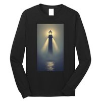 Nautical Lighthouse Beam Ocean Maritime Fog Long Sleeve Shirt