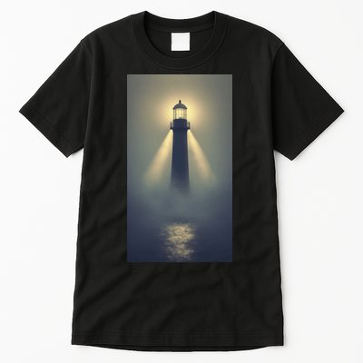 Nautical Lighthouse Beam Ocean Maritime Fog Tall T-Shirt