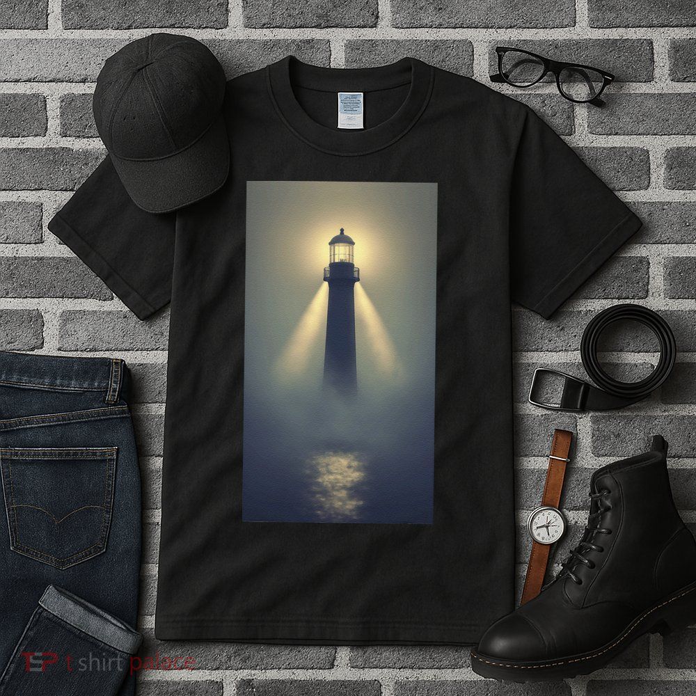 Nautical Lighthouse Beam Ocean Maritime Fog Tall T-Shirt