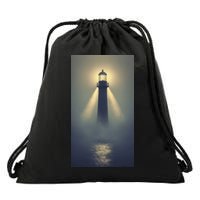 Nautical Lighthouse Beam Ocean Maritime Fog Drawstring Bag