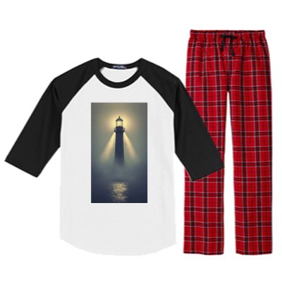 Nautical Lighthouse Beam Ocean Maritime Fog Raglan Sleeve Pajama Set