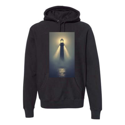 Nautical Lighthouse Beam Ocean Maritime Fog Premium Hoodie