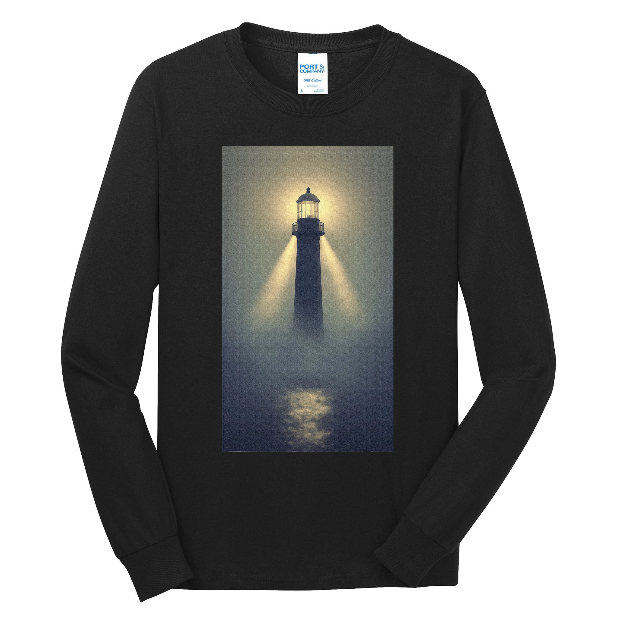 Nautical Lighthouse Beam Ocean Maritime Fog Tall Long Sleeve T-Shirt