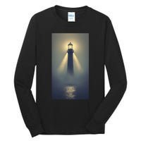 Nautical Lighthouse Beam Ocean Maritime Fog Tall Long Sleeve T-Shirt