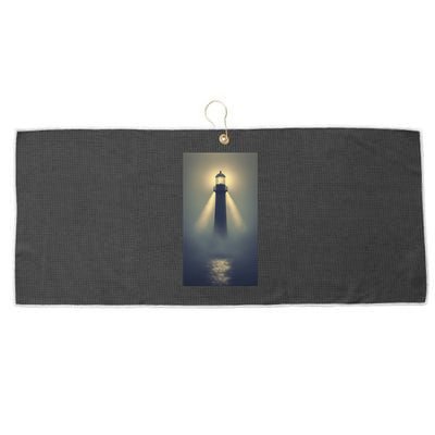 Nautical Lighthouse Beam Ocean Maritime Fog Large Microfiber Waffle Golf Towel