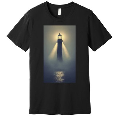 Nautical Lighthouse Beam Ocean Maritime Fog Premium T-Shirt