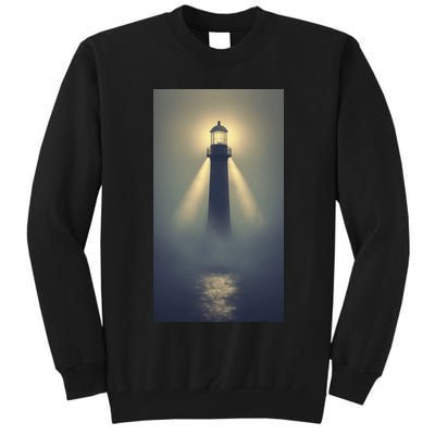 Nautical Lighthouse Beam Ocean Maritime Fog Tall Sweatshirt