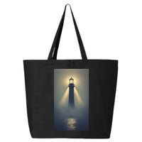 Nautical Lighthouse Beam Ocean Maritime Fog 25L Jumbo Tote