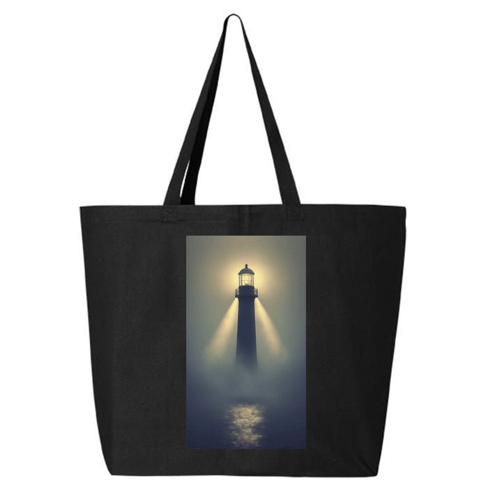 Nautical Lighthouse Beam Ocean Maritime Fog 25L Jumbo Tote