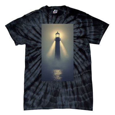 Nautical Lighthouse Beam Ocean Maritime Fog Tie-Dye T-Shirt