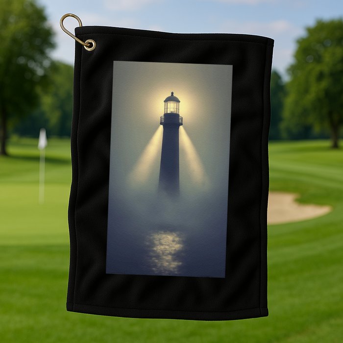 Nautical Lighthouse Beam Ocean Maritime Fog Golf Towel