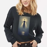 Nautical Lighthouse Beam Ocean Maritime Fog Cropped Pullover Crew
