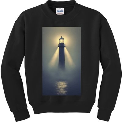 Nautical Lighthouse Beam Ocean Maritime Fog Kids Sweatshirt