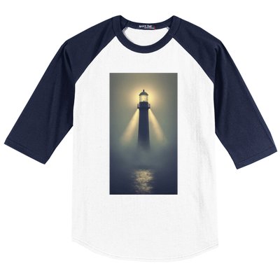 Nautical Lighthouse Beam Ocean Maritime Fog Baseball Sleeve Shirt