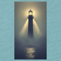 Nautical Lighthouse Beam Ocean Maritime Fog Sueded Cloud Jersey T-Shirt