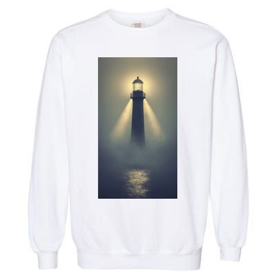 Nautical Lighthouse Beam Ocean Maritime Fog Garment-Dyed Sweatshirt