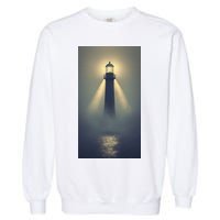 Nautical Lighthouse Beam Ocean Maritime Fog Garment-Dyed Sweatshirt