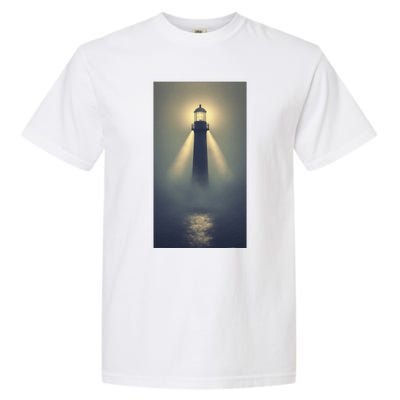 Nautical Lighthouse Beam Ocean Maritime Fog Garment-Dyed Heavyweight T-Shirt