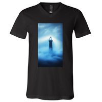 Nautical Lighthouse Beam Nautical Themes Maritime V-Neck T-Shirt