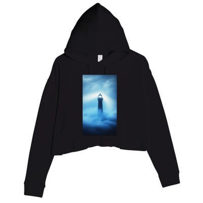 Nautical Lighthouse Beam Nautical Themes Maritime Crop Fleece Hoodie