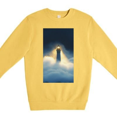 Nautical Lighthouse Beam Ocean Maritime Fog Premium Crewneck Sweatshirt