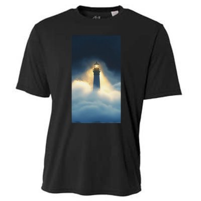 Nautical Lighthouse Beam Ocean Maritime Fog Cooling Performance Crew T-Shirt