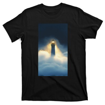 Nautical Lighthouse Beam Ocean Maritime Fog T-Shirt