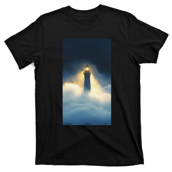 Nautical Lighthouse Beam Ocean Maritime Fog T-Shirt