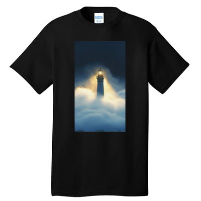 Nautical Lighthouse Beam Ocean Maritime Fog Tall T-Shirt