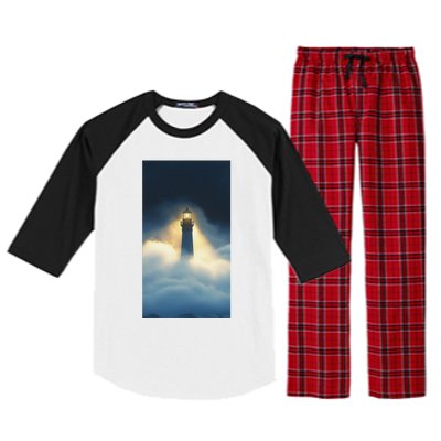 Nautical Lighthouse Beam Ocean Maritime Fog Raglan Sleeve Pajama Set