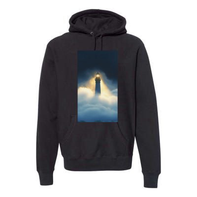 Nautical Lighthouse Beam Ocean Maritime Fog Premium Hoodie