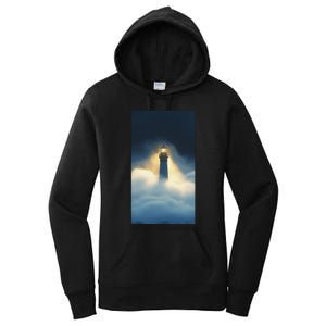 Nautical Lighthouse Beam Ocean Maritime Fog Women's Pullover Hoodie