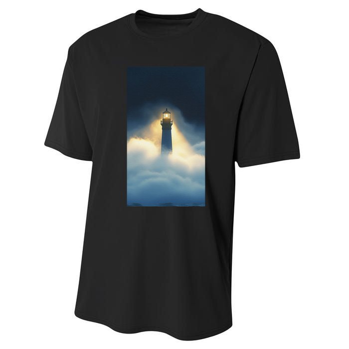 Nautical Lighthouse Beam Ocean Maritime Fog Performance Sprint T-Shirt