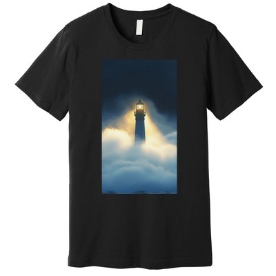 Nautical Lighthouse Beam Ocean Maritime Fog Premium T-Shirt