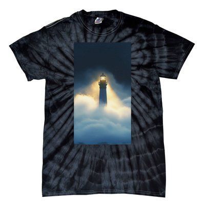 Nautical Lighthouse Beam Ocean Maritime Fog Tie-Dye T-Shirt