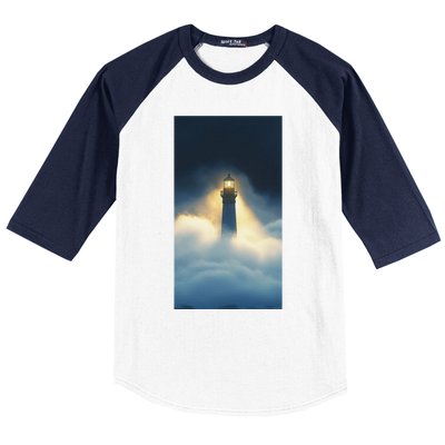 Nautical Lighthouse Beam Ocean Maritime Fog Baseball Sleeve Shirt