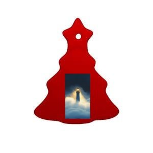 Nautical Lighthouse Beam Ocean Maritime Fog Ceramic Tree Ornament