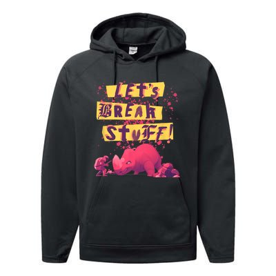 Nimona Lets Break Stuff Rhinoceros Rock Splatter Performance Fleece Hoodie