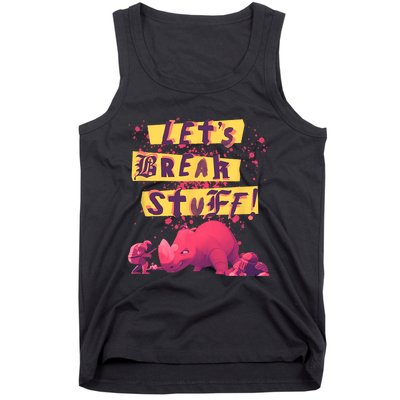 Nimona Lets Break Stuff Rhinoceros Rock Splatter Tank Top