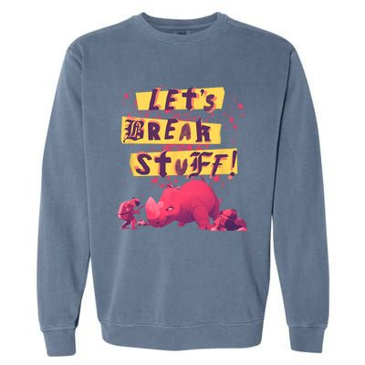 Nimona Lets Break Stuff Rhinoceros Rock Splatter Garment-Dyed Sweatshirt