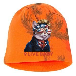 Nine Lives Baby Cat In Suite With Trump Hair American Flag Kati - Camo Knit Beanie