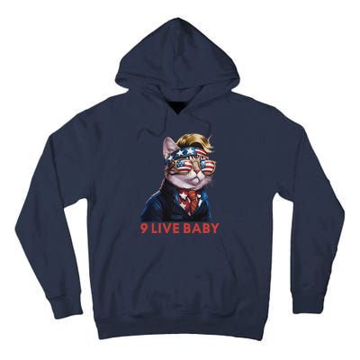 Nine Lives Baby Cat In Suite With Trump Hair American Flag Tall Hoodie