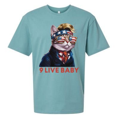 Nine Lives Baby Cat In Suite With Trump Hair American Flag Sueded Cloud Jersey T-Shirt