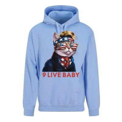 Nine Lives Baby Cat In Suite With Trump Hair American Flag Unisex Surf Hoodie